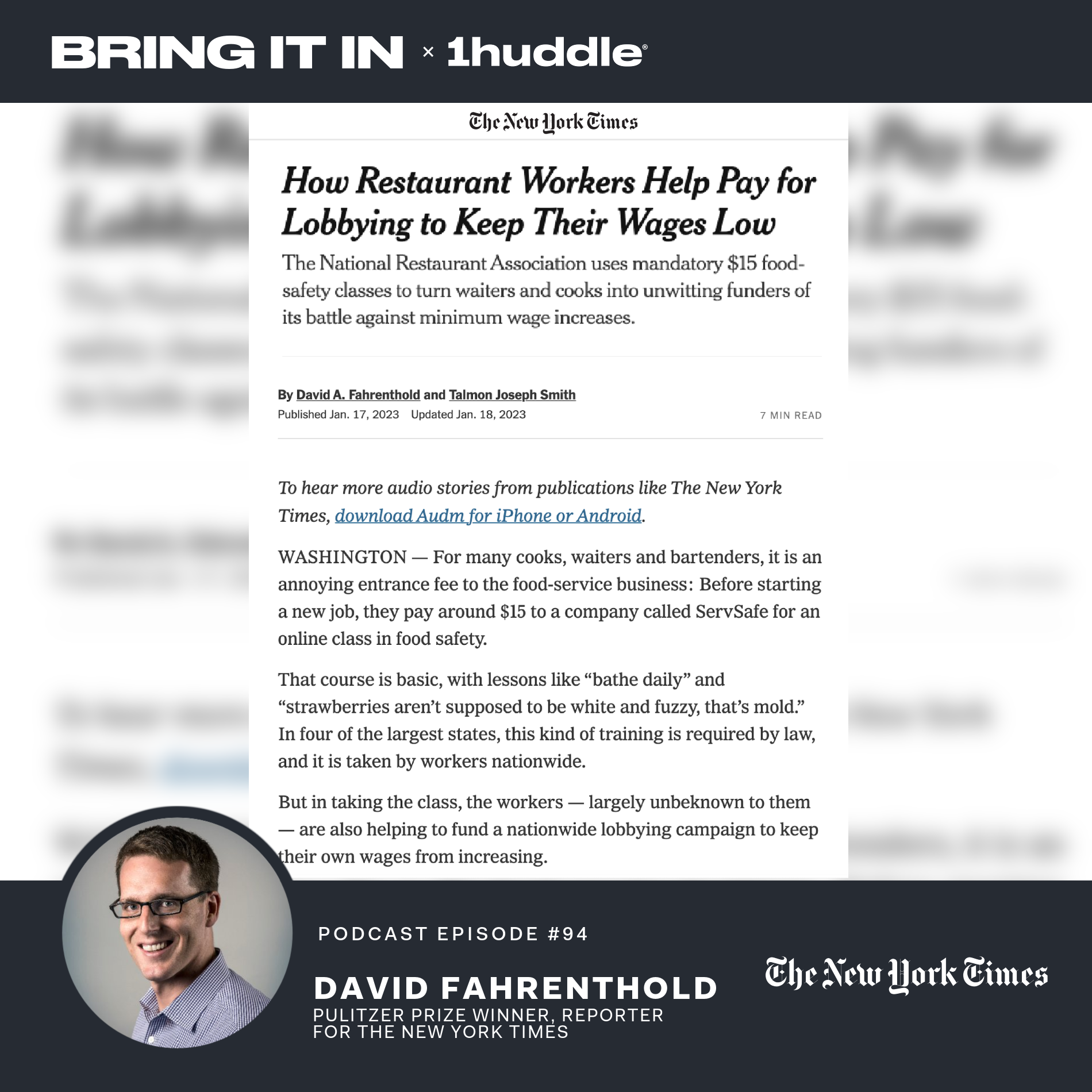 David Fahrenthold Pulitzer Prize-Winning Reporter for The New York Times on “How Restaurant Workers Pay for Lobbying to Keep Their Wages Low”